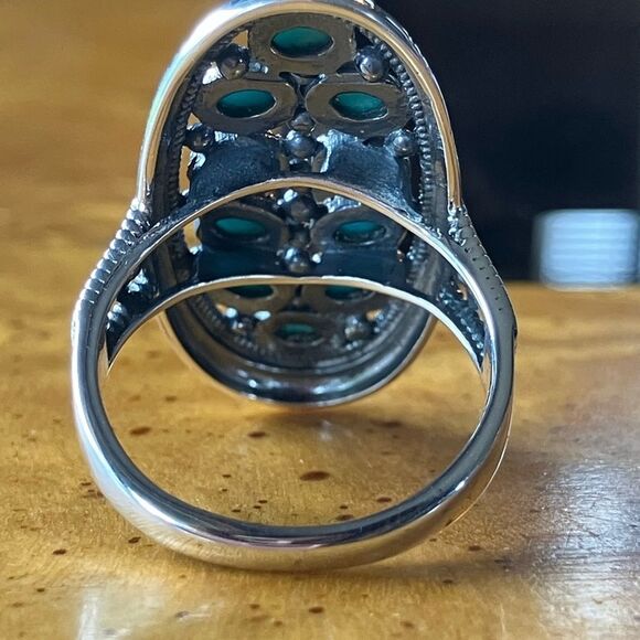 Natural Sleeping Beauty Turquoise Sterling Silver Cocktail Ring Size 7.75 - Picture 4 of 8